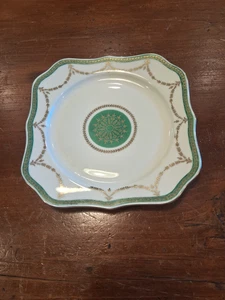 Antique Royal Epiag Killarney Green Gold Trim Bone Square Salad Plate - Picture 1 of 8