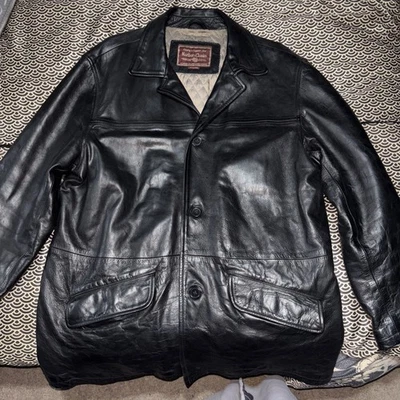 Marlboro Classics vintage mens  black leather collar blanket lined coat XXL - Image 1 of 4
