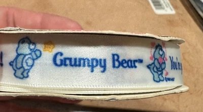 Vintage 1980s Care Grumpy Bear Satin Crafting Ribbon on Spool 2 Pc Total 25 Feet - Image 1 of 4