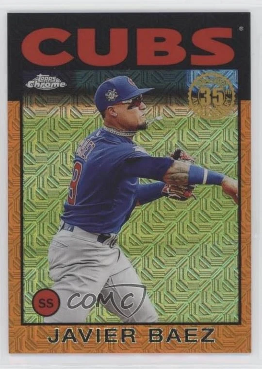 2021 Topps Silver Pack 1986 Chrome Baseball Orange /25 Javier Baez #86BC-36 - Image 1 of 2