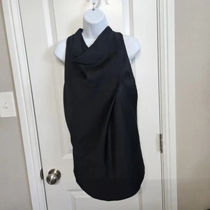 Helmut Lang Black Sleeveless Mock Neck Zip Back Top Small Silk - Picture 1 of 11