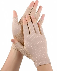 INOGIH Damen Sunblock-Fingerlose Handschuhe UV-Sonnenschutz One Size, Apricot - Bild 1 von 7