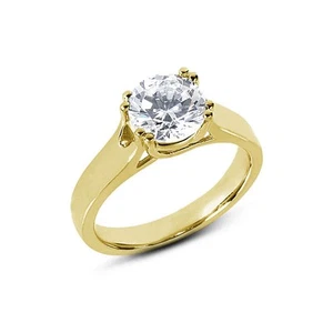 1.02ct F SI2 Round Natural Certified Diamond 14K Gold Solitaire Engagement Ring - Picture 1 of 3
