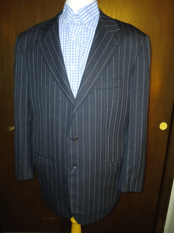 Kiton Sport Coat Blazer Jacket US 48L=UK58 Black W/Stripes Mens - Image 1 of 4