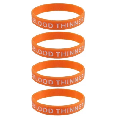 Paquete de 4 pulseras de silicona anticoagulantes anticoagulantes para adultos identificación identificación seguridad Foto 1 de 4