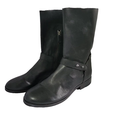 Botas Eileen Fisher para mujer talla 7,5 cuero negro moto Foto 1 de 4
