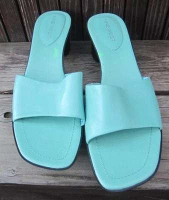 "NINE WEST" Mujer Mules/Diapositivas Turquesa Negro Suela de Goma/Plataforma 10 Med.  Foto 1 de 4