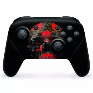 Nintendo Switch Pro Controller Skin Decal Vinyl Wrap - Dark Flowers Skull Art - Picture 1 of 2