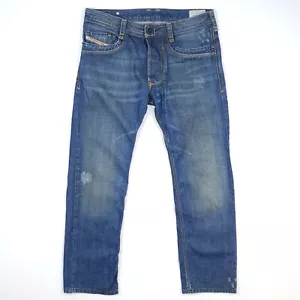 Diesel Timmen Jeans 32 30 Men Straight Leg Blue 0089Z Distressed Blue Cotton 100 - Picture 1 of 16