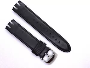 Uhrenband für Swatch YTS400 YTS402 YTB400 Echtleder 20 mm Schwarz - Bild 1 von 7