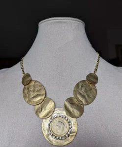 COLLANA DONNA CON CERCHI IN OTTONE CROMATO E BRILLANTI MADE IN ITALY HANDMADE - Bild 1 von 4