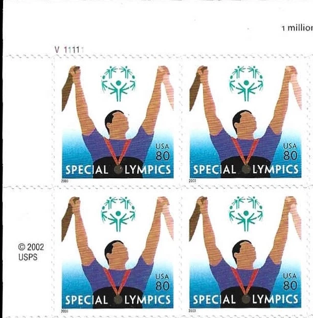 US #3771 MNH Plate Block 2003 Special Olympics Medal - Image 1 of 1