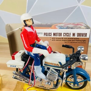 Vintage Playwell Polizei Motorrad Fahrrad mit Fahrer Made In Hong Kong 1960 - Bild 1 von 10