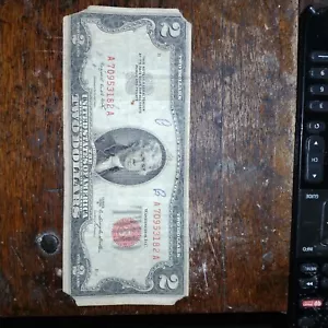 1953b 2 dollar bill red seal - Picture 1 of 2