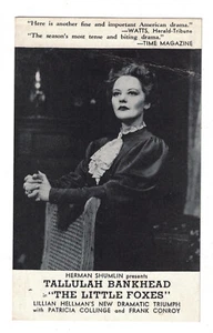 Tallulah Bankhead "THE LITTLE FOXES" Lillian Hellman 1939 Broadway Postcard - Picture 1 of 2