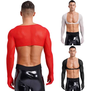 Mens T-Shirts Sun Protection Cardigan Sexy Tops Hollow Out Costume Transparent - Picture 1 of 36