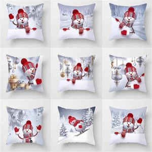 18x18" Christmas Sofa Pillow Case 3D Snowman Cushion Cover Decoration Cover gift - Picture 1 of 26