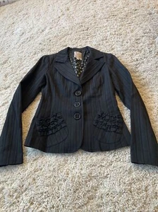 Nanette Lepore Bergdorf Goodman Blazer Jacket Ruffle Pocket Size 2 Vintage - Picture 1 of 18