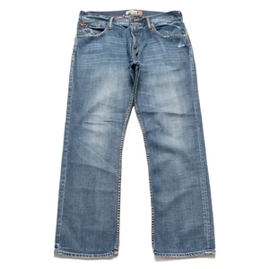 Y2K Quiksilver Denim Jeans Mens 34W 30L Blue Straight Relaxed Loose Distressed - Picture 1 of 12