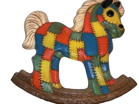 ROCKING HORSE WALL HANGING PLAQUE DECOR PATCHWORK Cover