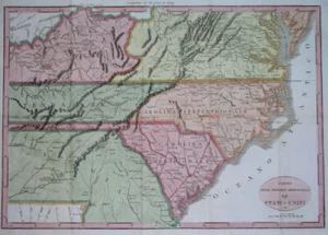 1844 rare ORIGINAL MAP UNITED STATES GEORGIA VIRGINIA CAROLINA KENTUCKY ALABAMA - Picture 1 of 14