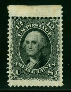 US 1861 Washington 12c black Sc# 69 MINT MH - SHEET TOP - large stamp - Picture 1 of 2