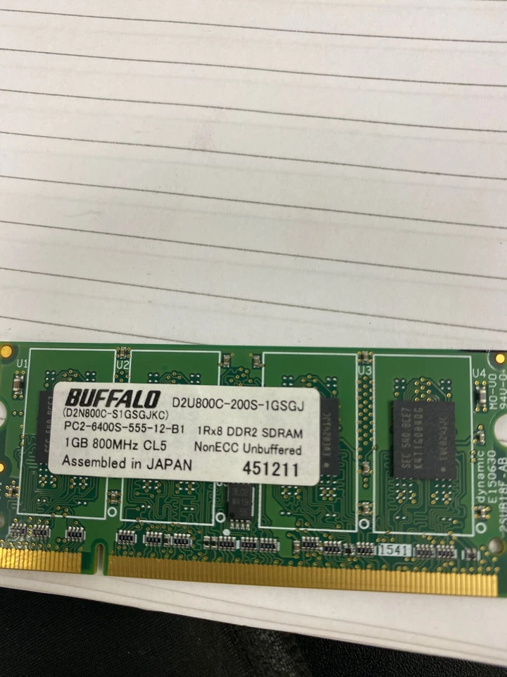Buffalo Select 1GB 800MHz PC2-6400S Desktop Memory / D2n800C-S1GSGJKC - Image 1 of 3