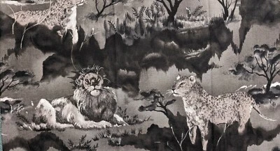 Tela acolchada de algodón gris negro león guepardo 1/4 yarda Foto 1 de 3