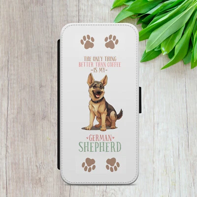 GERMAN SHEPHERD CASE FOR IPHONE SAMSUNG PIXEL DOG GIFT FLIP WALLET PHONE COVER - Image 1 of 4