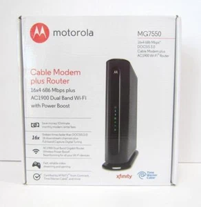 Motorola MG7550 High Speed Cable Modem - Black 16x4 686Mbps AC1900 Power Boost - Picture 1 of 5