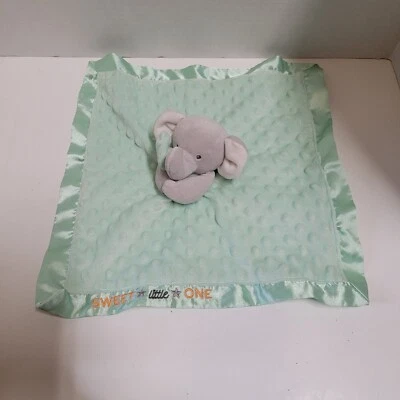 Carters Lovey Verde Dulce Pequeño Minky Punto Gris Elefante Sonajero Blankie 14" Foto 1 de 4