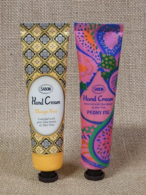 Крем-лосьон для рук Sabon ~ набор из 2 ~ фигурка манго киви и пиона ~ 1 жидкая унция ~ новая! - Изображение 1 из 4