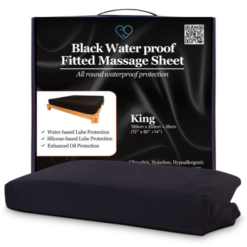 Black Waterproof Fitted Sheet KING Mattress Protector Couple Nuru Massage 