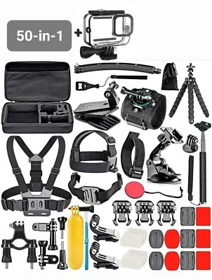 50-in-1 + Waterproof Case for Gopro Hero 13 12 11 10 Action Camera Accessory Kit