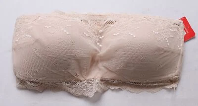 Sujetador bandeau de encaje sin tirantes Spanx DM3 crema pequeño nuevo con etiquetas Foto 1 de 4