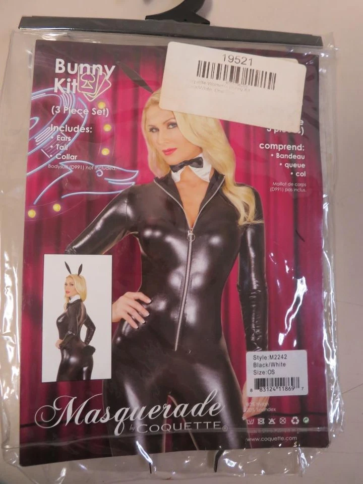 Kit de Conejito Halloween Disfraz Accesorios Conejo Mascarada Coqueta Negro/Blanco Foto 1 de 2