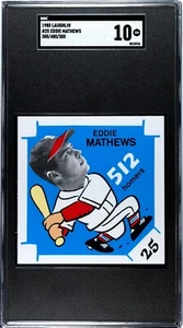 1980 Laughlin 300/.400/500 Club #25 Eddie Mathews Milw. Braves - SGC 10 Gem Mint - Picture 1 of 2