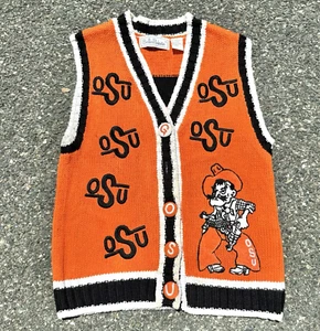 Vintage Oklahoma State University Cowboys OSU 80s Knit Sweater Vest Size S Small - Picture 1 of 7