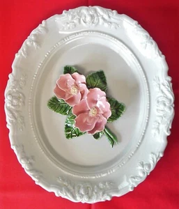 1943 Vista Valley Maddux Keramik rosa Hartriegel Blüten 3D Wanddeko - Bild 1 von 12