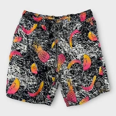 Neff Board Shorts Mens Medium Swim Trunks All Over Print Fruits Tropical Nylon - Image 1 of 4