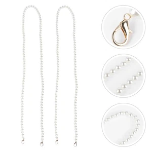 2 Pezzi 110cm Borsa Cinghia Perla Manico Catena di Ricambio Fai da Te Artigianato Kit (Bianco) - Foto 1 di 12