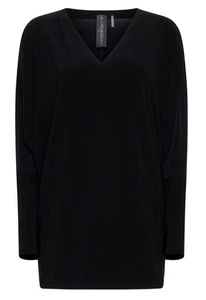 Norma Kamali schwarz Baumwolle V-Ausschnitt Langarm Pullover Damengröße Large - Bild 1 von 8