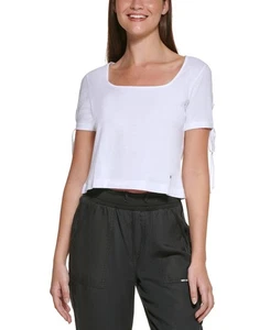 Camiseta corta de mujer DKNY Jeans manga atada (blanca, X-grande) - Imagen 1 de 7