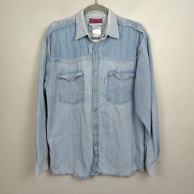 Urban Outfitters Renewal Pearl Snap Shirt Mens Medium Vintage Denim Western - Image 1 of 4