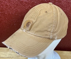 Carhartt Brown Canvas Cap Hat Strapback Style 100289 6 Panel Distressed Thrash - Picture 1 of 8
