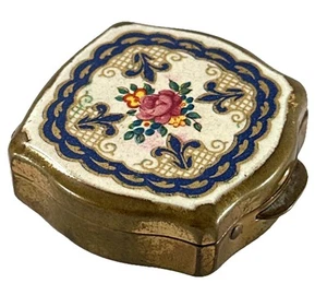 Pastillero Stratton vintage años 50 de latón diseño floral hecho en Inglaterra - Imagen 1 de 6
