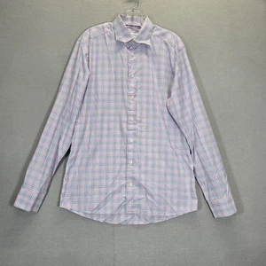 Eton Dress Shirt Men 16 41 Large Blue Purple Plaid Check Slim Fit Button Up - Picture 1 of 13