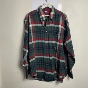 Tommy Hilfiger Button Up Shirt Men's Large Long Sleeve Cotton Vintage 90s - Picture 1 of 9