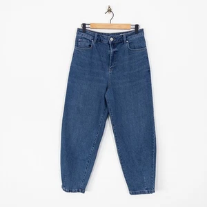 M&S Sim Balloon Jeans Size 12 Regular Indigo Blue Barrel Leg - Picture 1 of 13