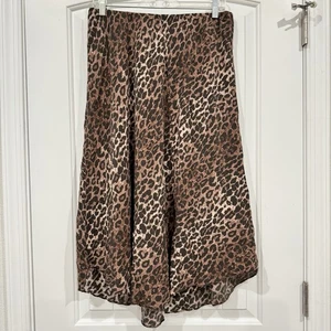Falda midi Johnny Was para mujer de seda con estampado de leopardo mediana elástica fluida - Imagen 1 de 6